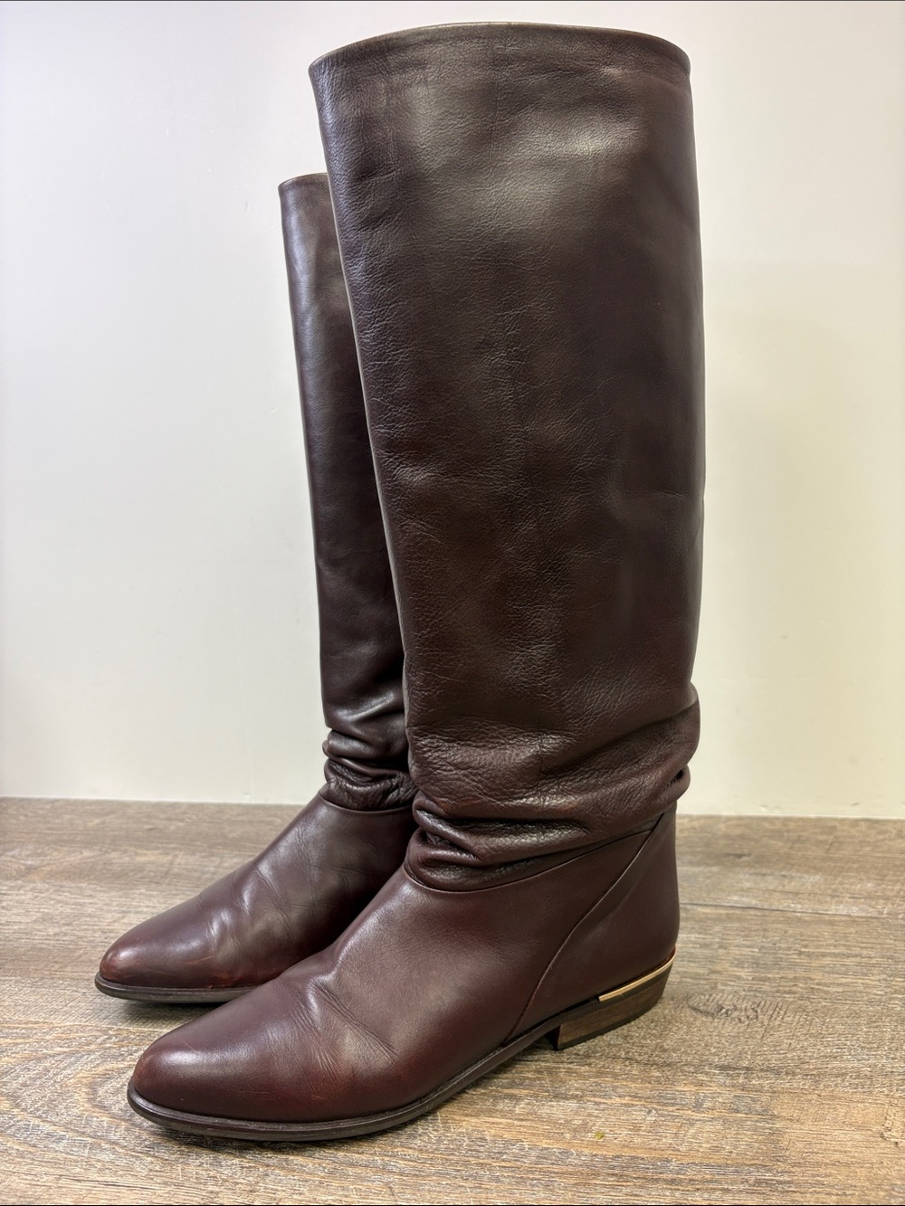 Sudini Italy Brown Leather Tall Riding Boots Women’s 9 AA Made in Italy